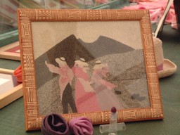 Rescate del Cultivo de la Cochinilla - Trabajo realizado con arena teida con cochinilla